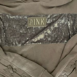 PINK Purple Velvet Cropped Hoodie Size XS